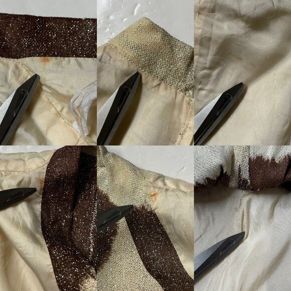 70s vintage metallic midi dress animal cow print beaded v-neck long sleeve. - Picture 9 of 12